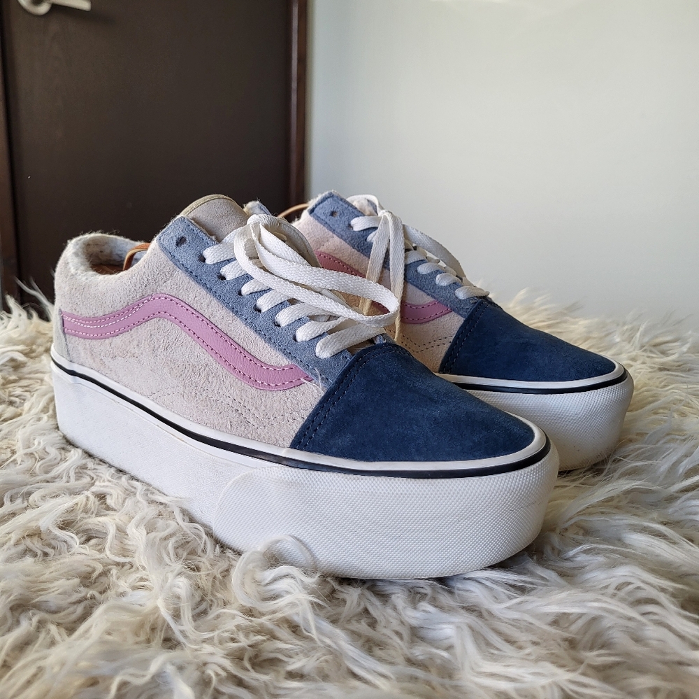 Vans Old Skool Stackform Pig Suede Sherpa Lined Platform Women's Size 8